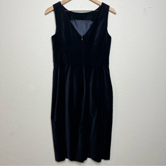 Talbots Women Velour Dress 8 Navy Blue Sheath Holiday Formal Knee Length - Picture 4 of 8
